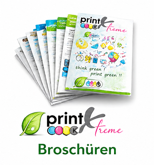 Printxtreme Broschüren-Auffächerung mit think green print green Cover