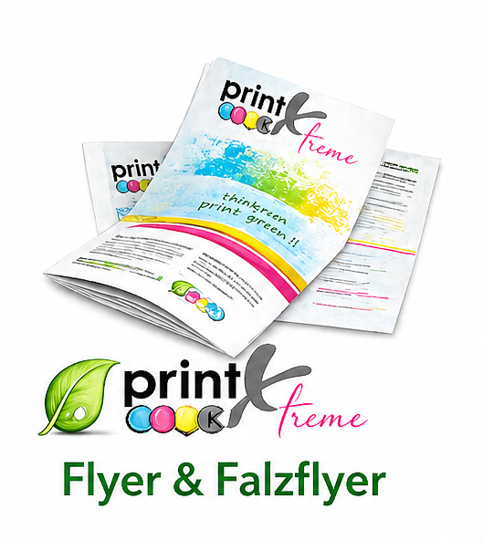 Printxtreme Flyer & Falzflyer mit think green print green Design