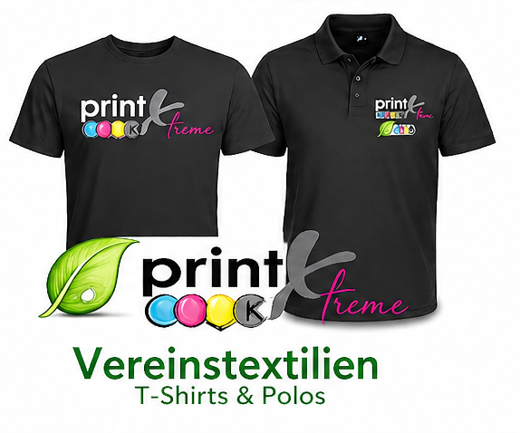 Printxtreme Vereinstextilien — T-Shirts und Polos in Schwarz
